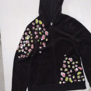 Black Hoodie with Colorful Sequin Design